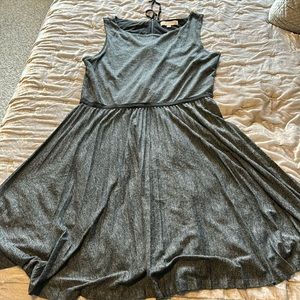 LOFT Sleeveless Heathered Gray Fit-and-Flare Dress